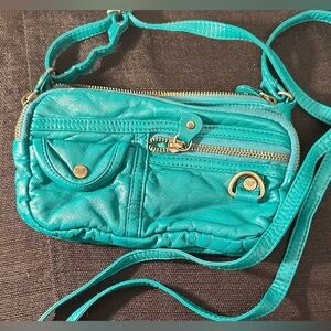 Roxy Teal faux leather Cross Body Purse